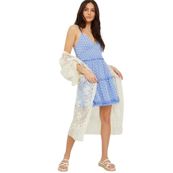 Altar’d State Everly Ruffled Embroidered Eyelet Sleeveless Mini Sundress Large - Picture 2 of 13